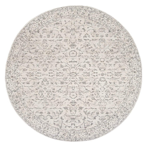 Sonia Beige and Grey Floral Pattern Round Rug