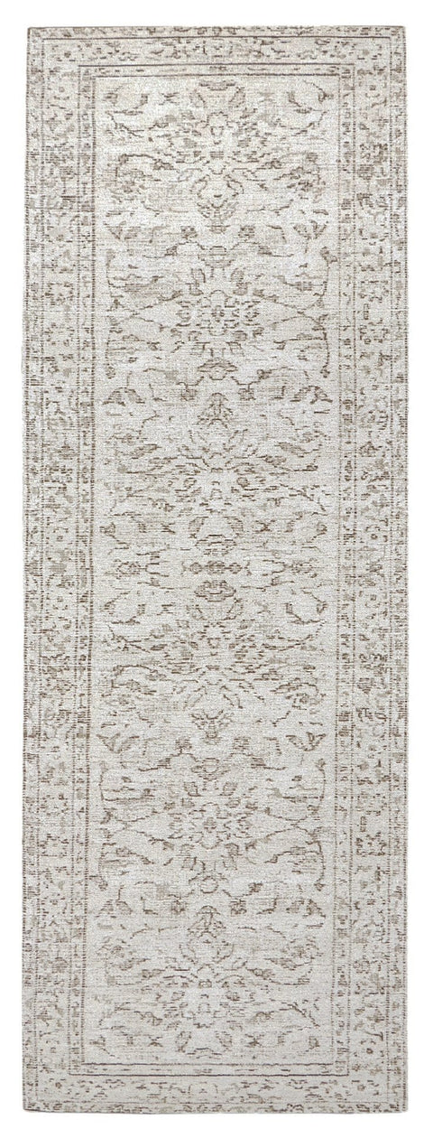 Sonia Beige and Grey Floral Pattern Runner Rug