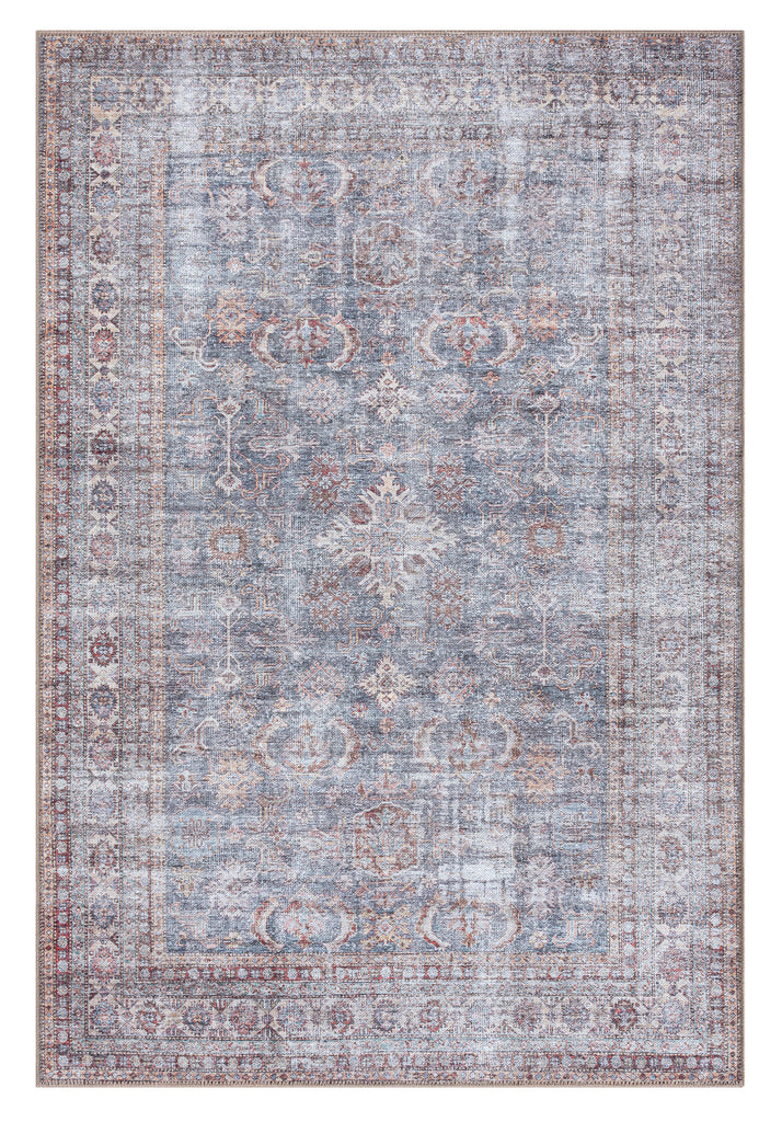 Sorra Blue and Brown Traditional Distressed Washable Rug*NO RETURNS UNLESS FAULTY