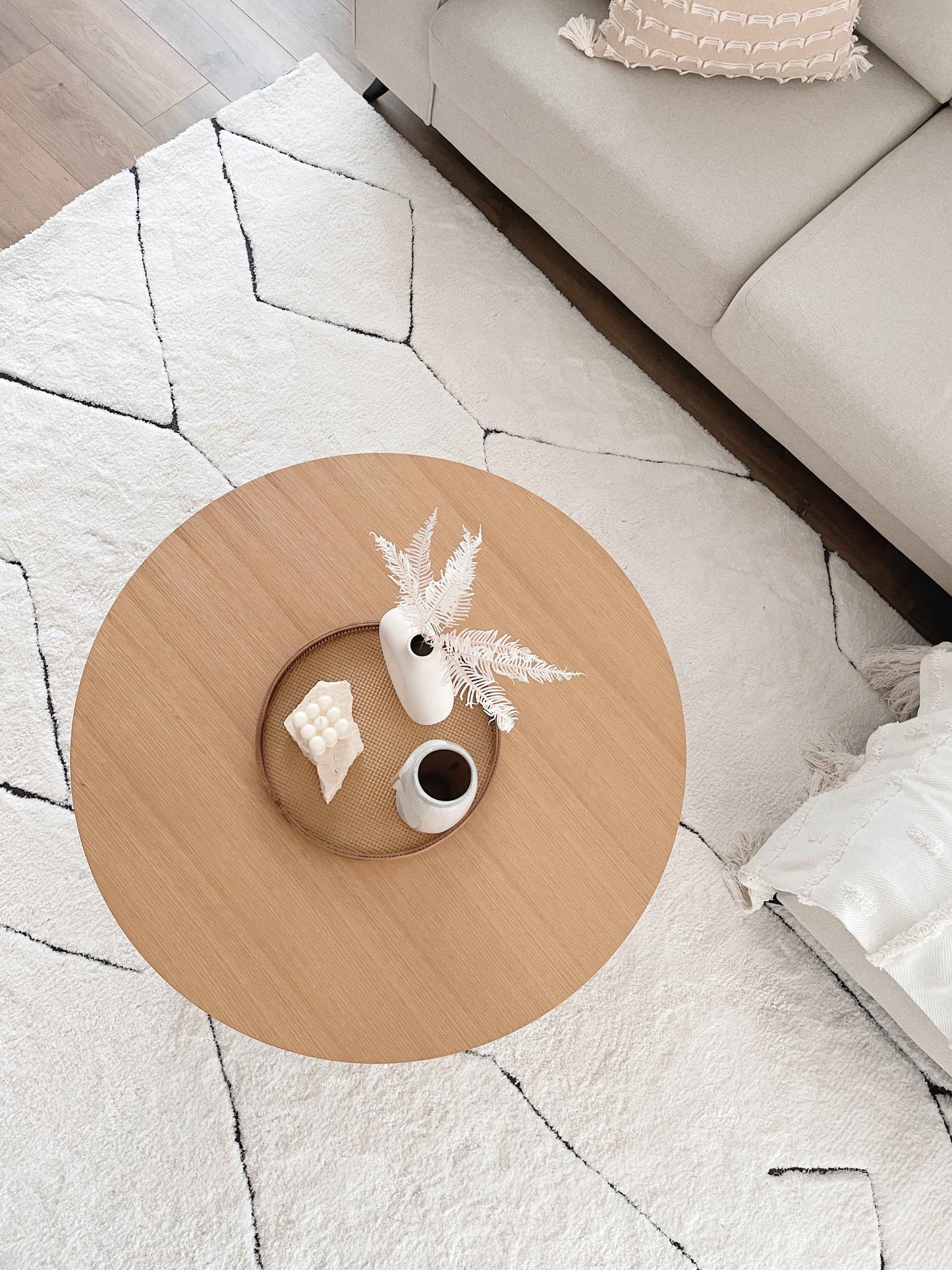 Tahlee Cream and Charcoal Grey Tribal Shag Rug