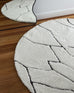 Tahlee Cream and Charcoal Grey Tribal Round Shag Rug