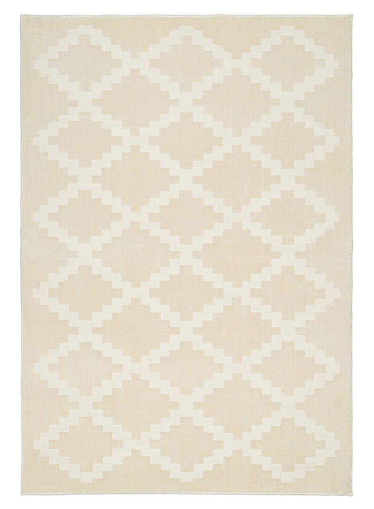 Tata Textured Diamond Neutral Washable Rug
