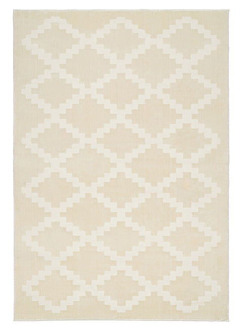 Tata Textured Diamond Neutral Washable Rug