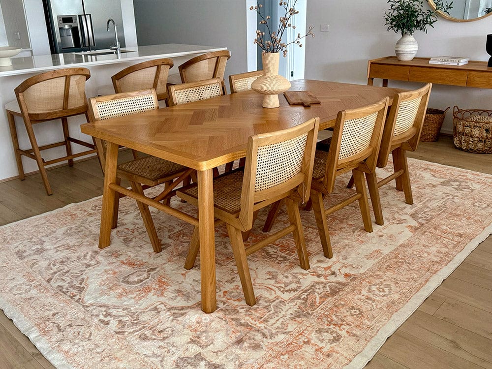 Theodora Orange and Beige Distressed Washable Rug