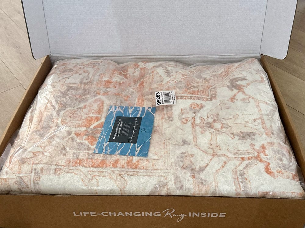 Theodora Orange and Beige Distressed Washable Rug