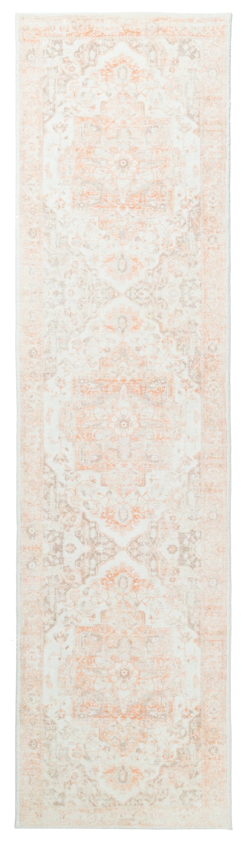 Theodora Orange and Beige Distressed Washable Runner Rug