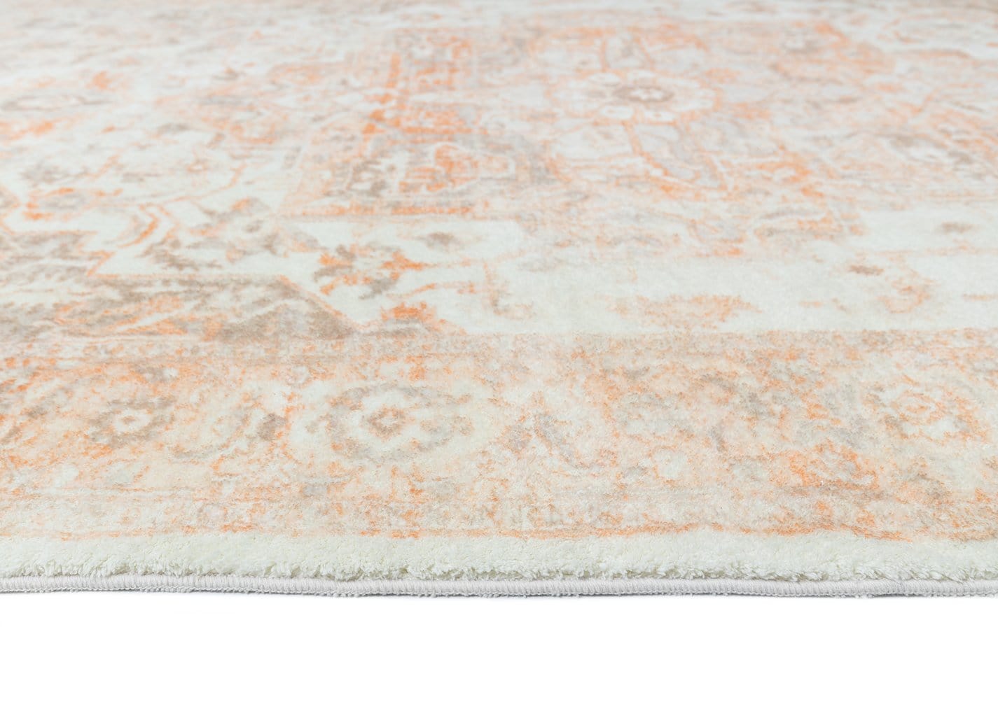 Theodora Orange and Beige Distressed Washable Runner Rug