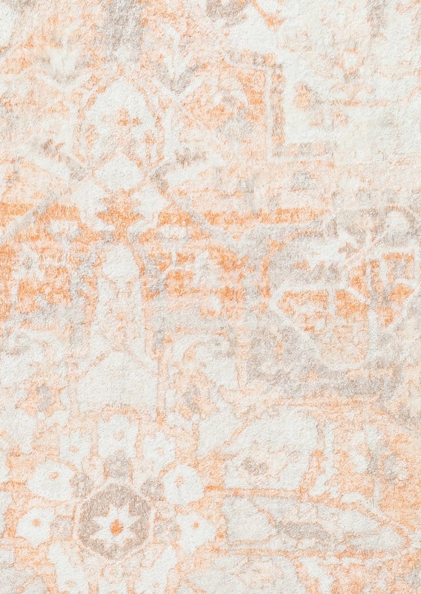 Theodora Orange and Beige Distressed Washable Runner Rug