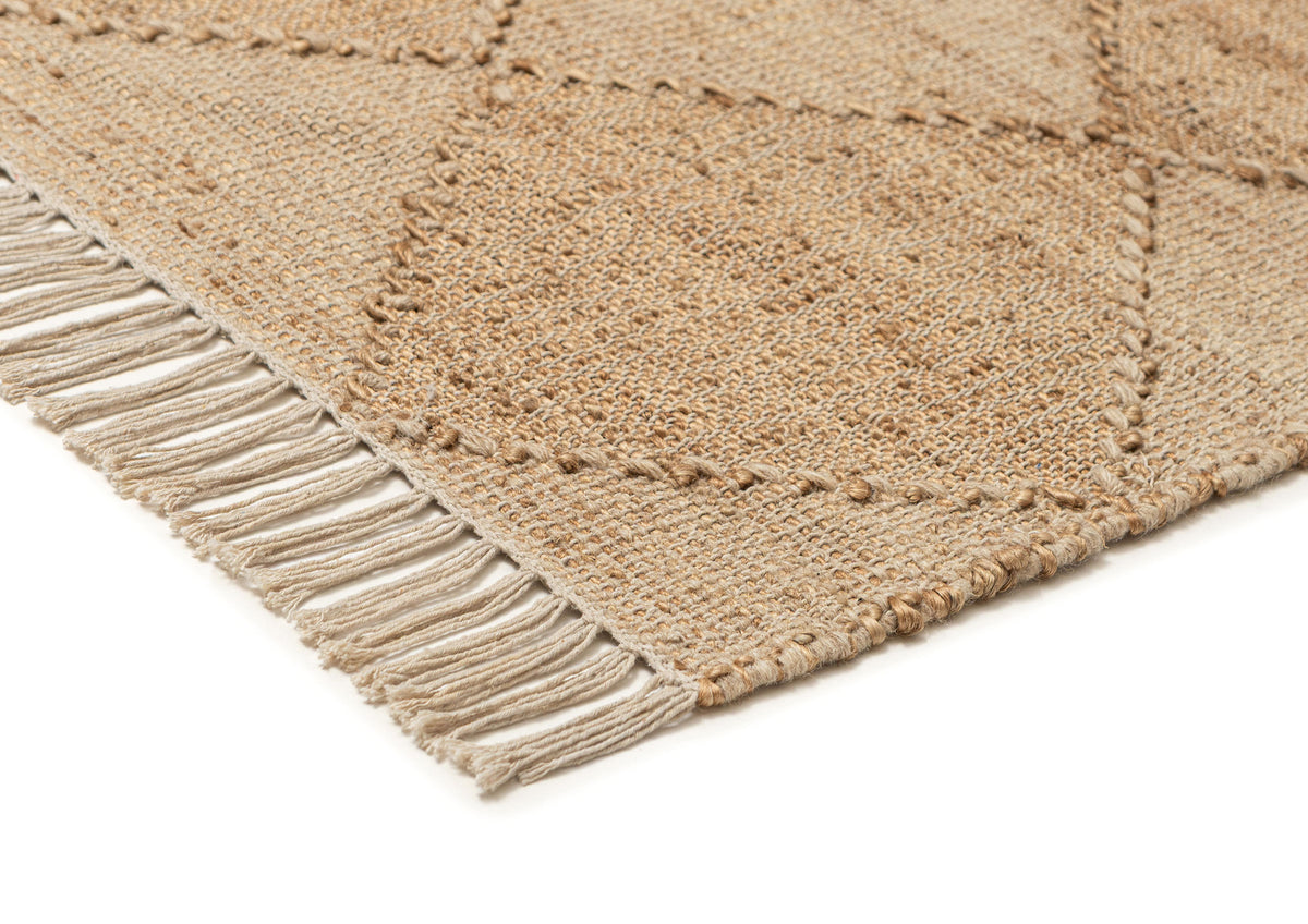 Thylanne Natural Raised Diamond Jute Wool Rug