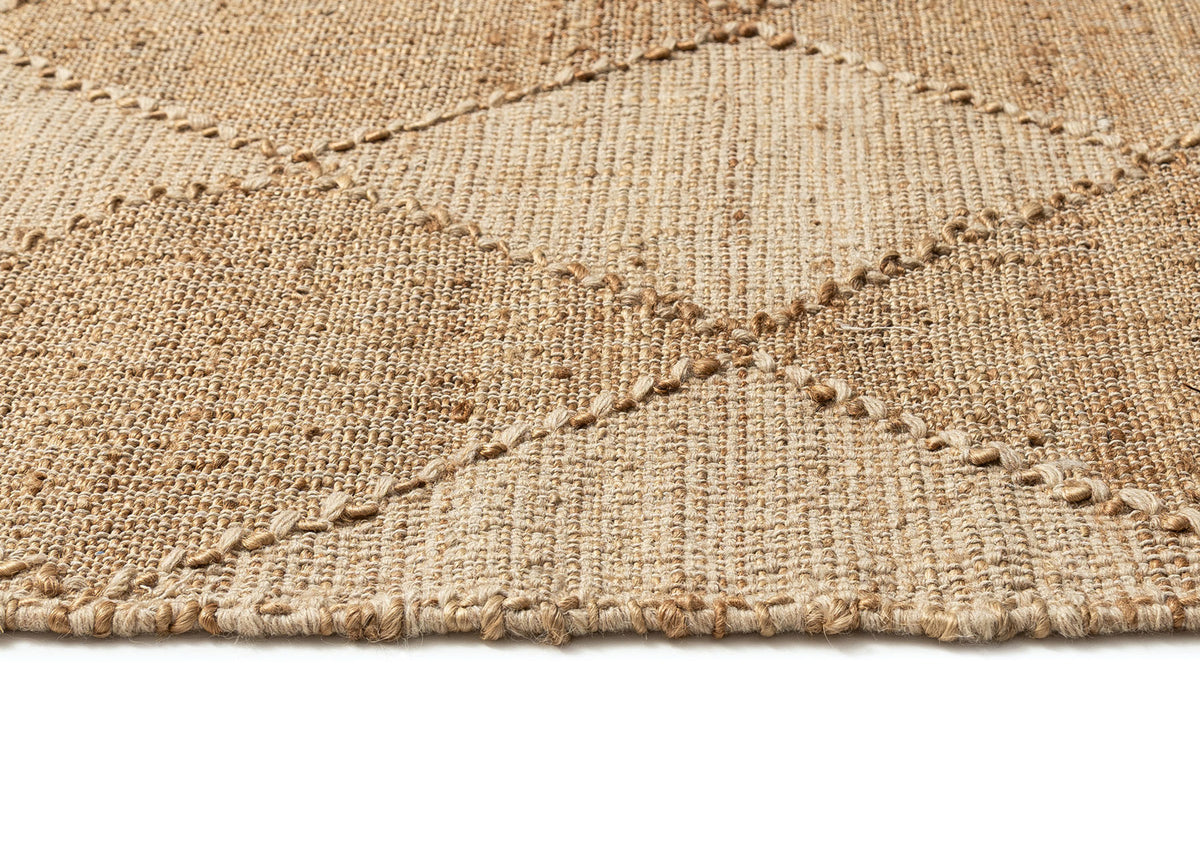 Thylanne Natural Raised Diamond Jute Wool Rug