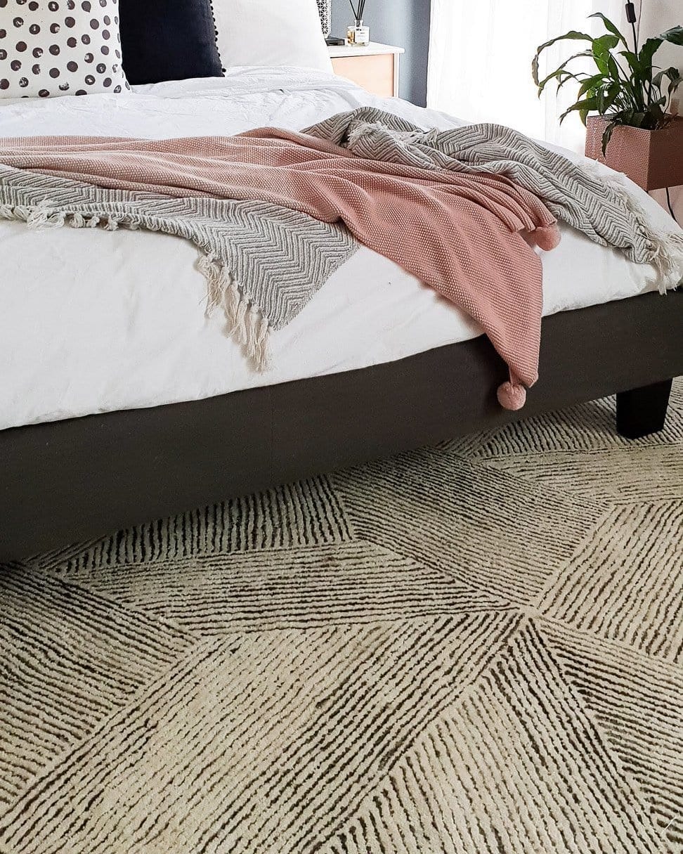 Tilde Charcoal and Ivory Striped Modern Wool Rug