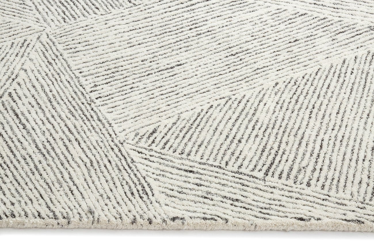 Tilde Charcoal and Ivory Striped Modern Wool Rug