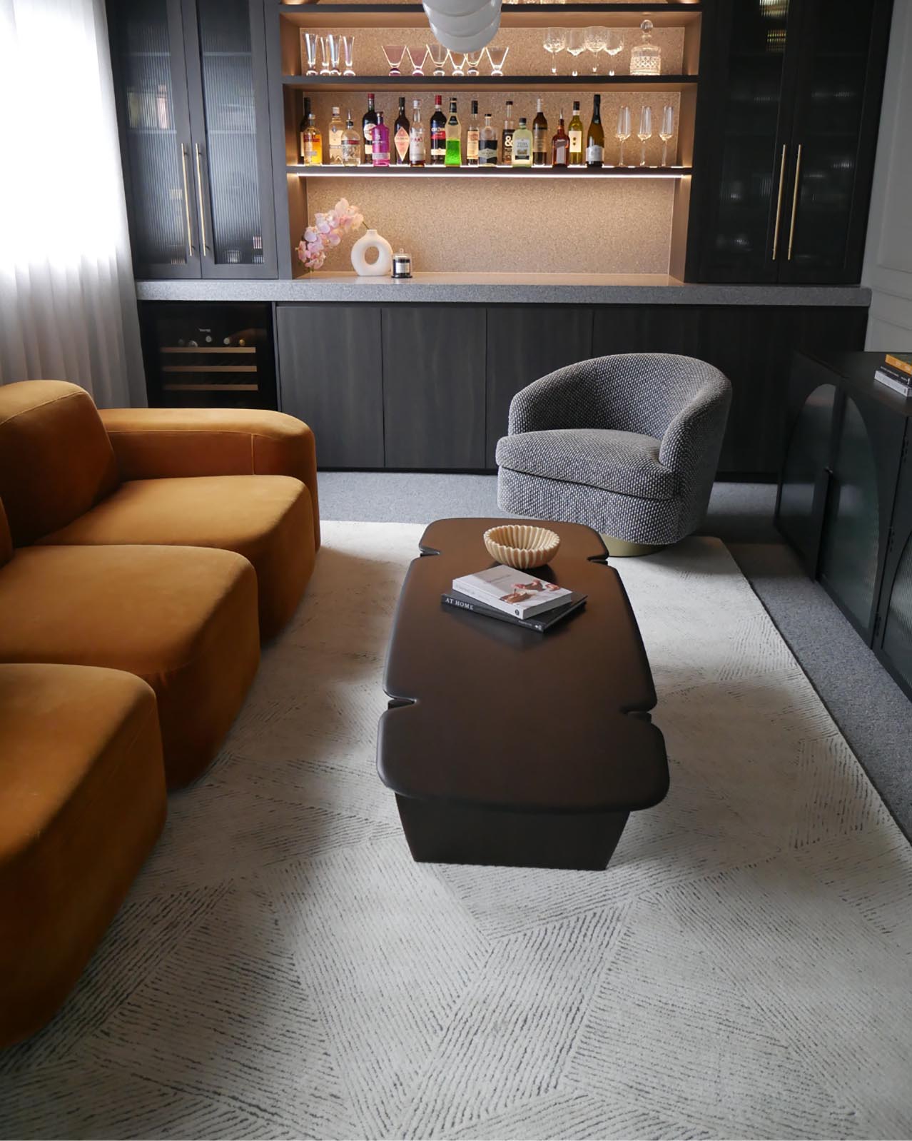 Tilde Charcoal and Ivory Striped Modern Wool Rug