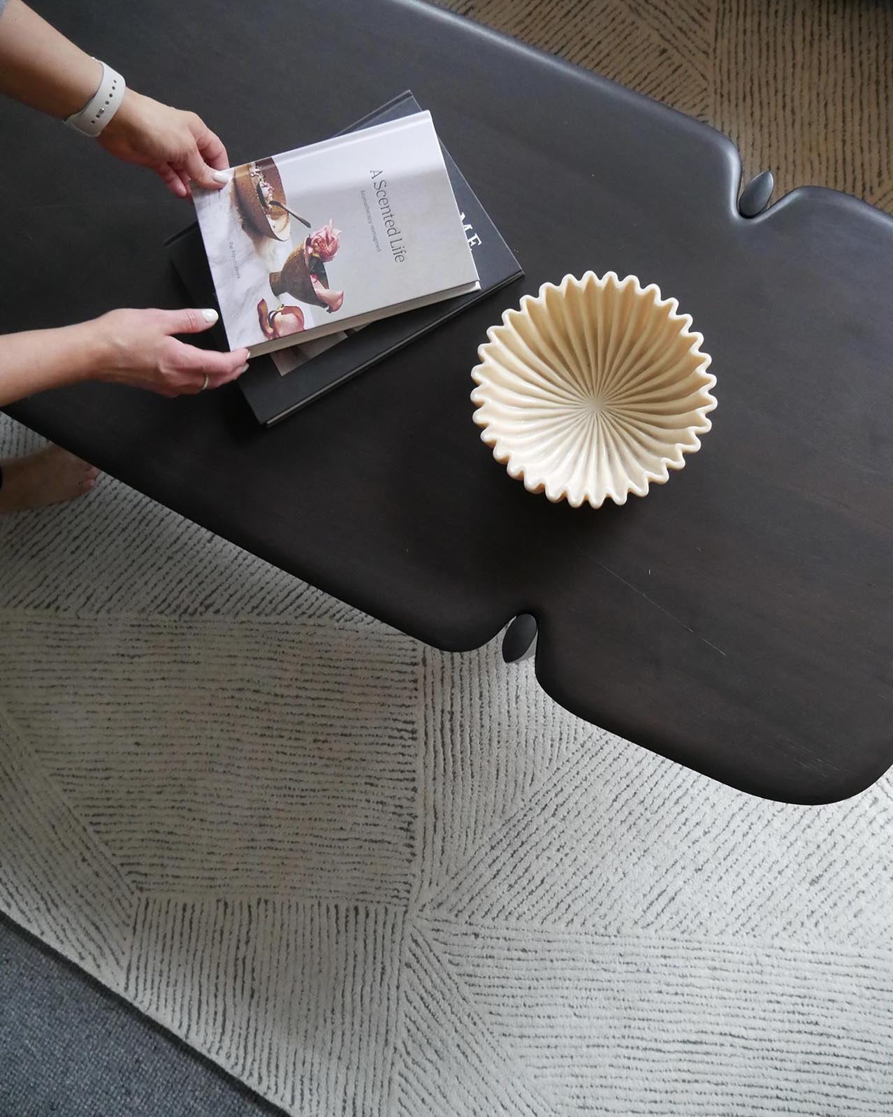 Tilde Charcoal and Ivory Striped Modern Wool Rug