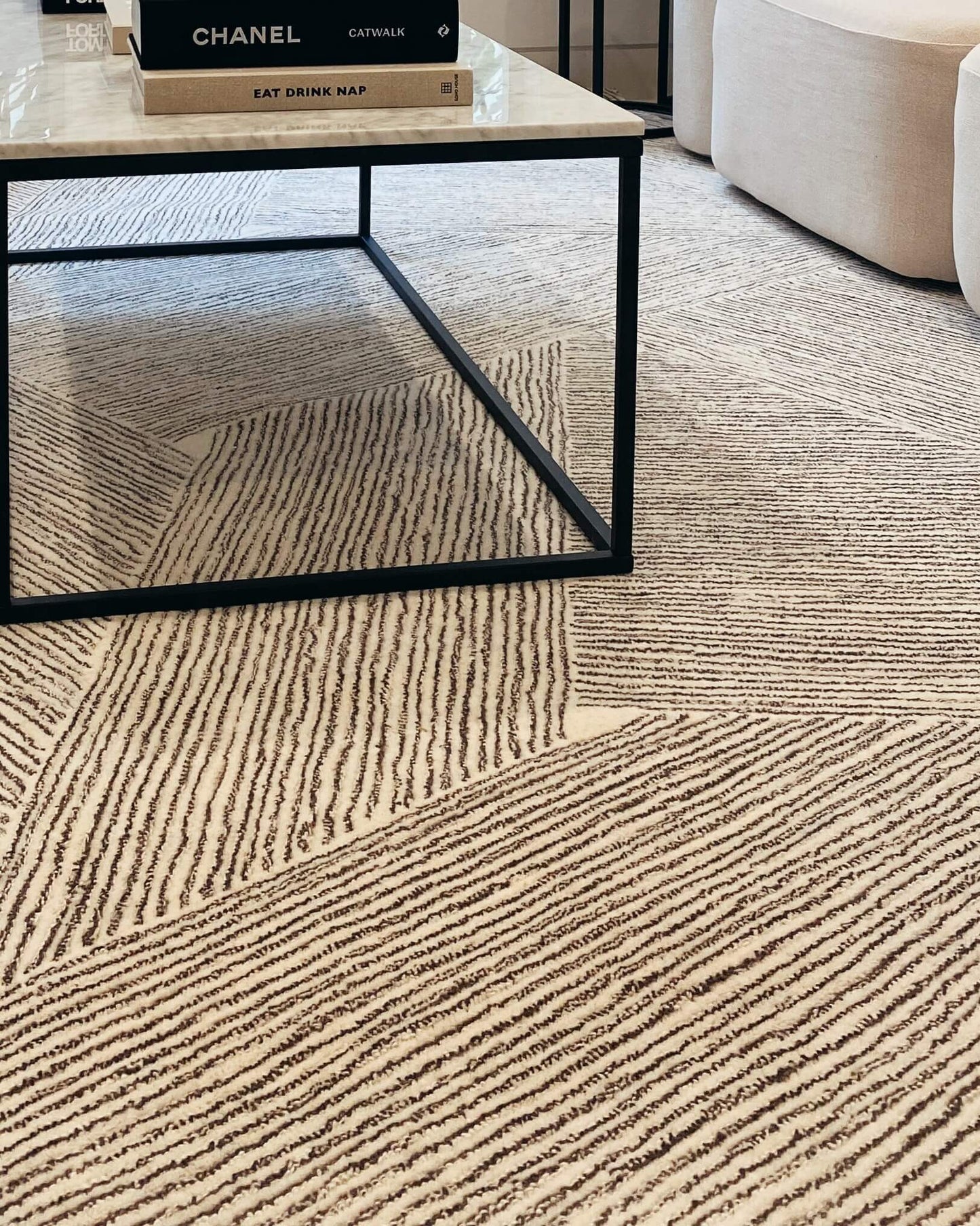 Tilde Charcoal and Ivory Striped Modern Wool Rug