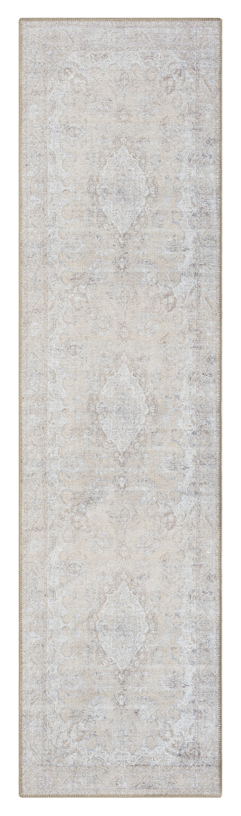 Tinka Beige and Grey Traditional Distressed Washable Runner Rug *NO RETURNS UNLESS FAULTY