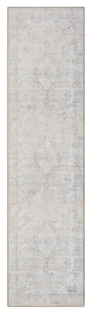 Tinka Beige and Grey Traditional Distressed Washable Runner Rug *NO RETURNS UNLESS FAULTY