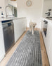 Tonca Grey Striped Washable Faux Fur Runner Rug