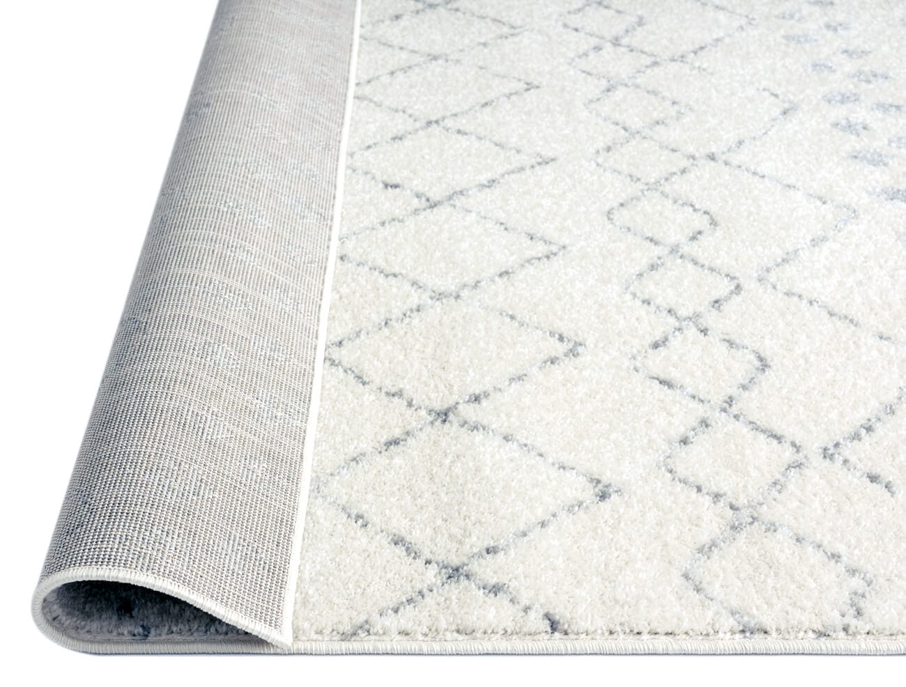 Toni Ivory and Grey Tribal Diamond Rug