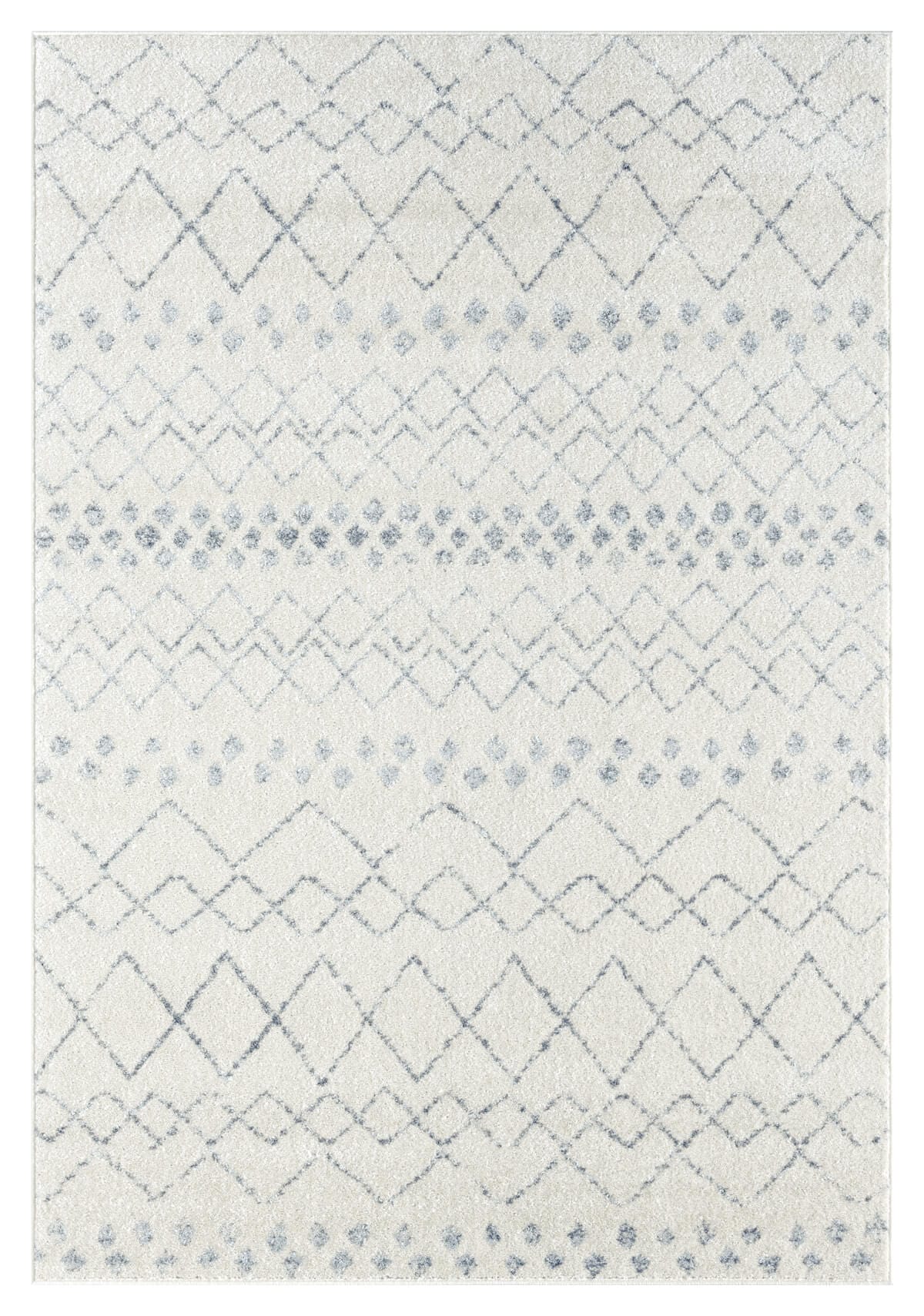 Toni Ivory and Grey Tribal Diamond Rug