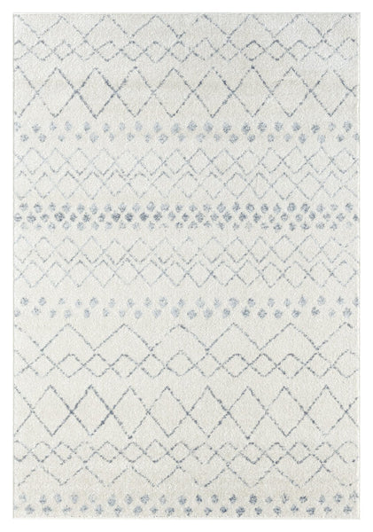 Toni Ivory and Grey Tribal Diamond Rug