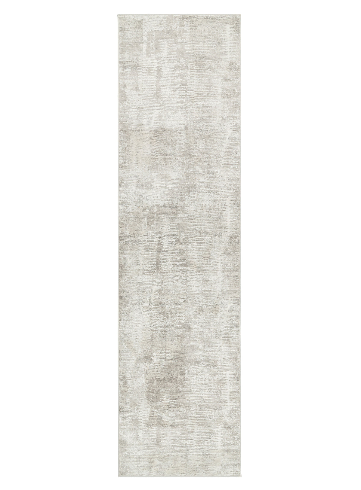 Valerie Ivory and Grey Distressed Tribal Runner Rug