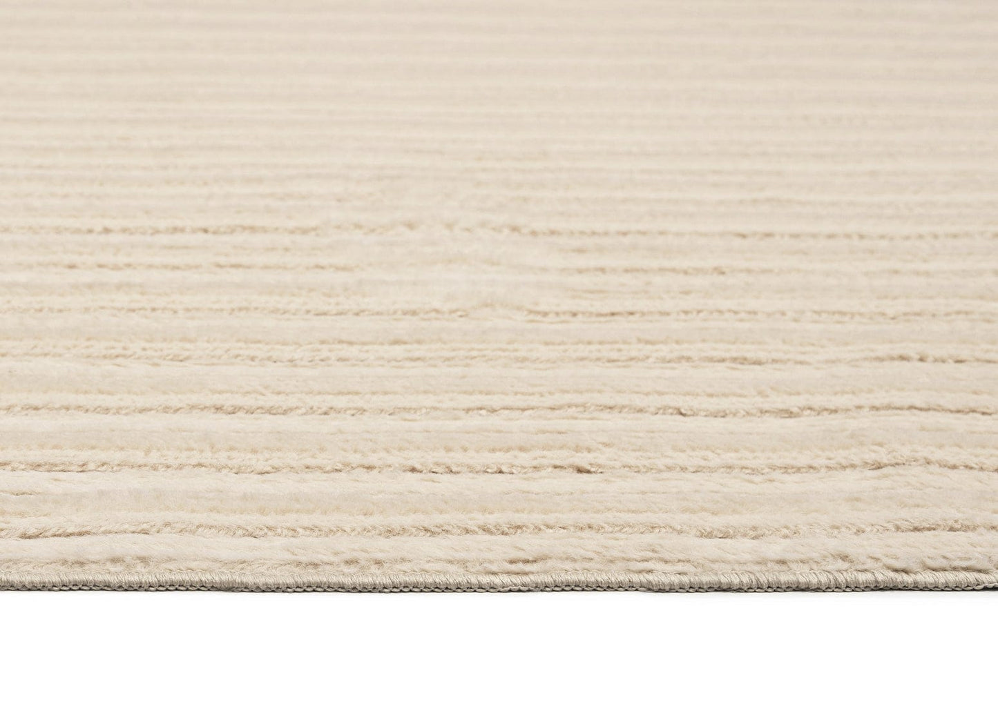 Veluz Cream Striped Washable Faux Fur Runner Rug