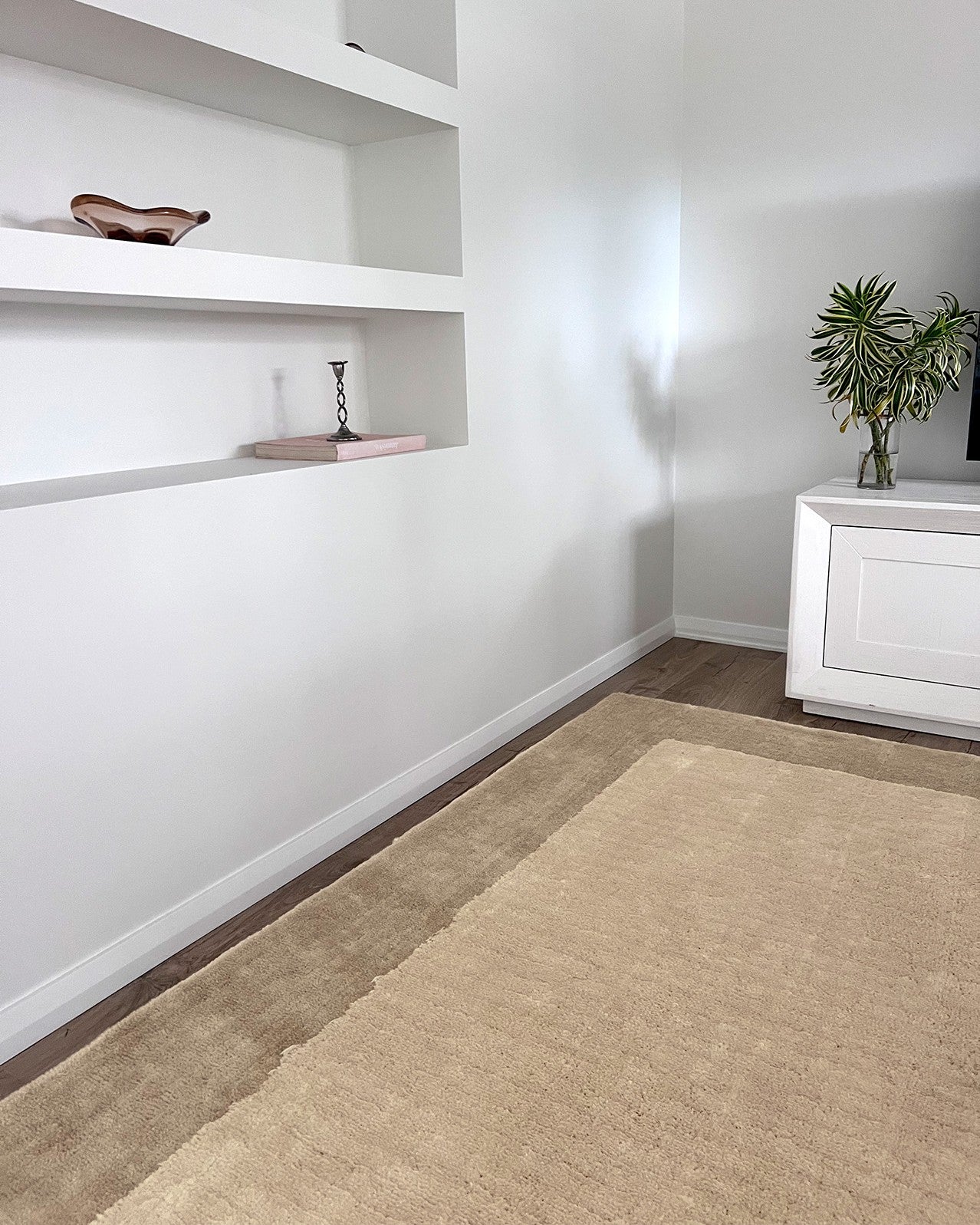 Verity Beige Bordered Shag Rug