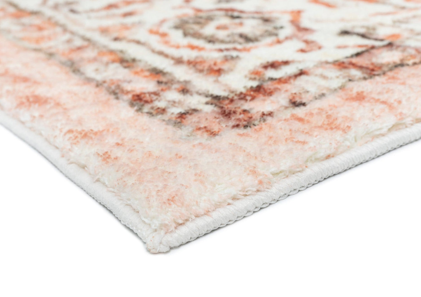 Veronique Peach and Brown Distressed Washable Runner Rug