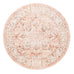 Veronique Peach and Brown Distressed Washable Round Rug