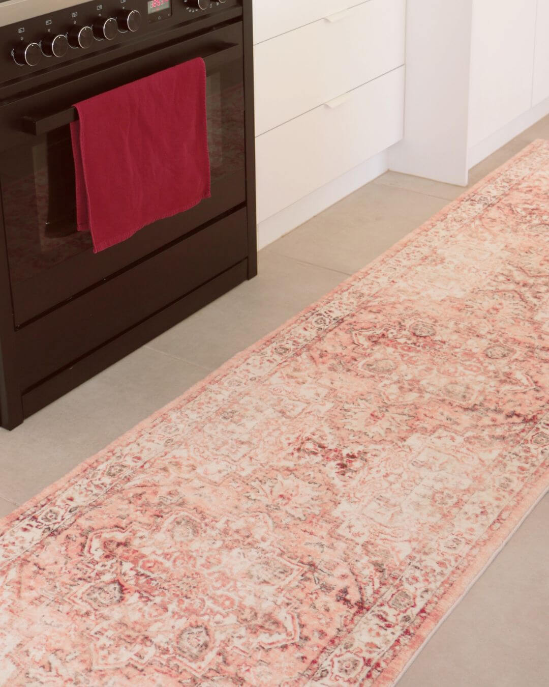 Veronique Peach and Brown Distressed Washable Runner Rug