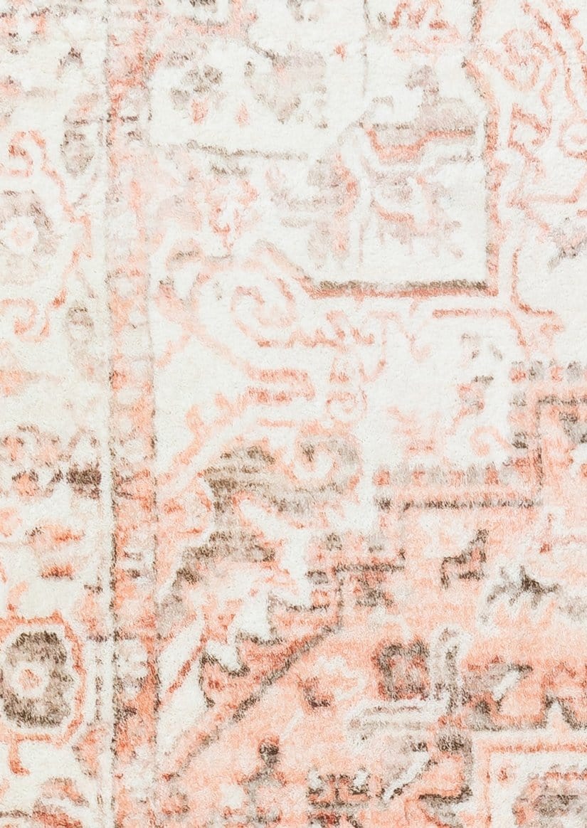 Veronique Peach and Brown Distressed Washable Runner Rug