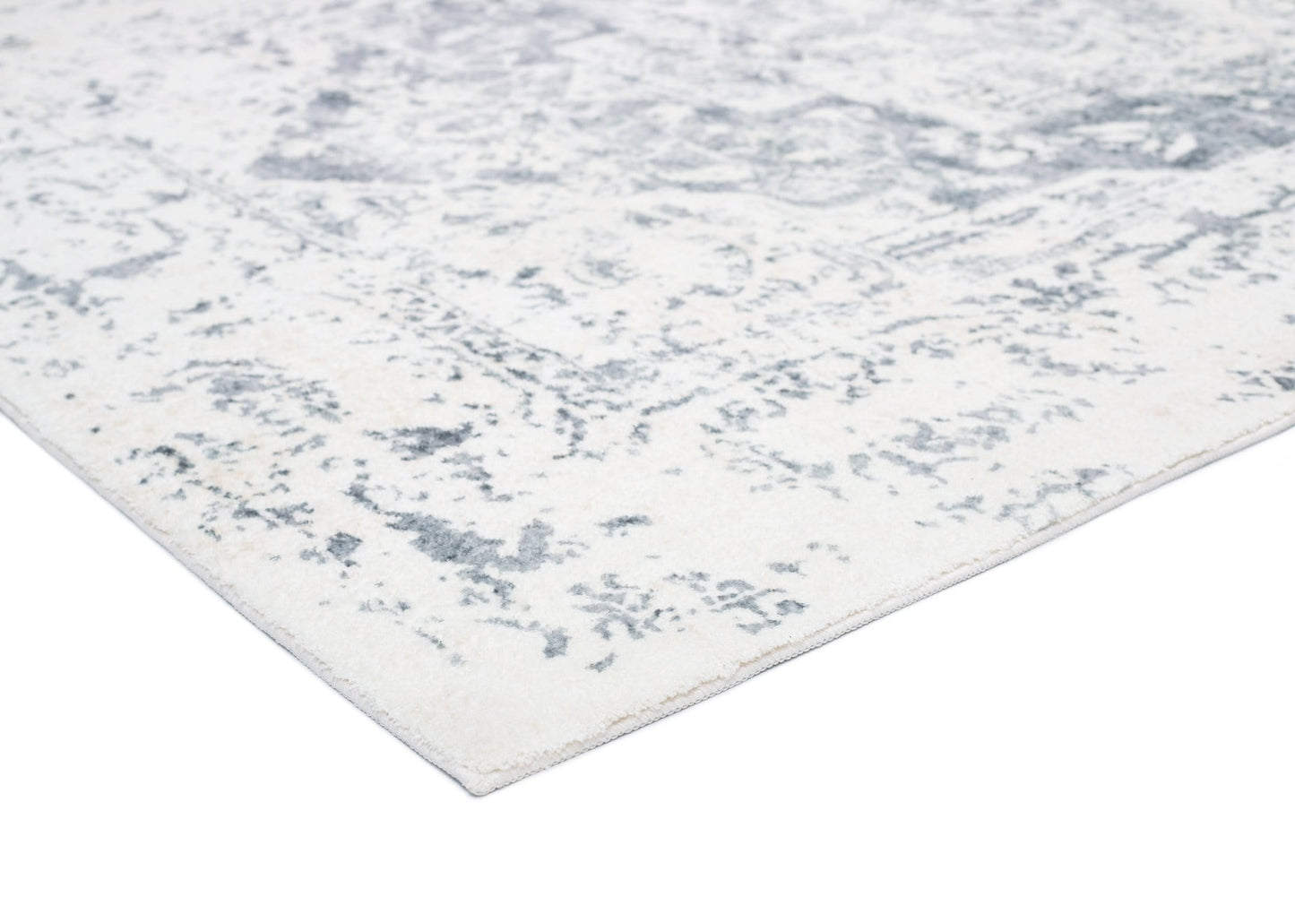 Yelina Cream and Grey Distressed Washable Runner Rug