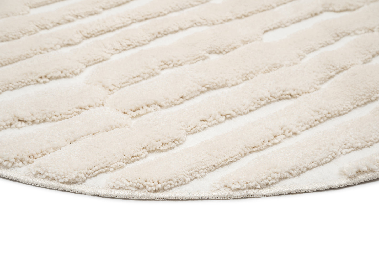 Yoanna Ivory Abstract Striped Round Rug