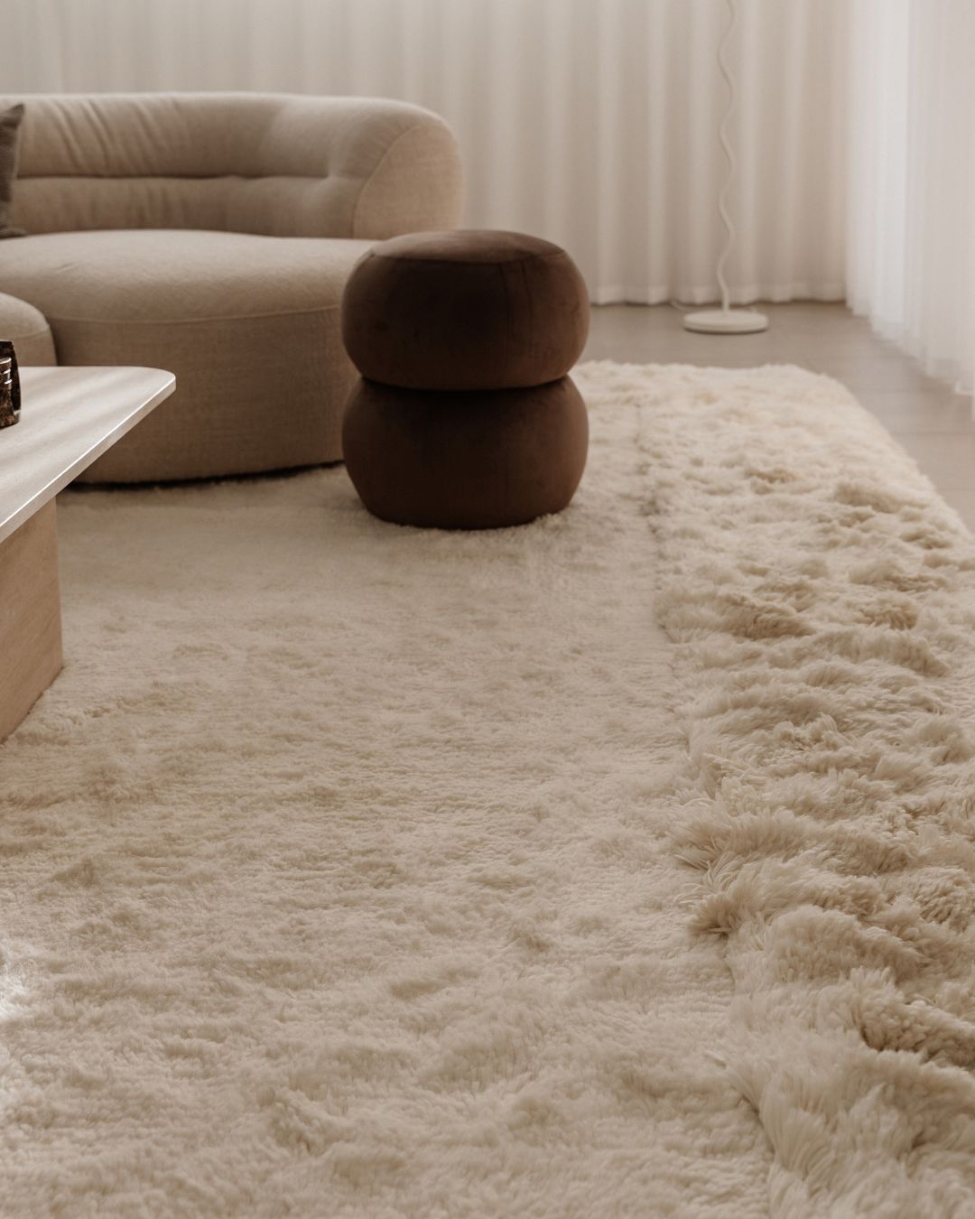 Yosefa Natural Cream Rectangular Shag Rug