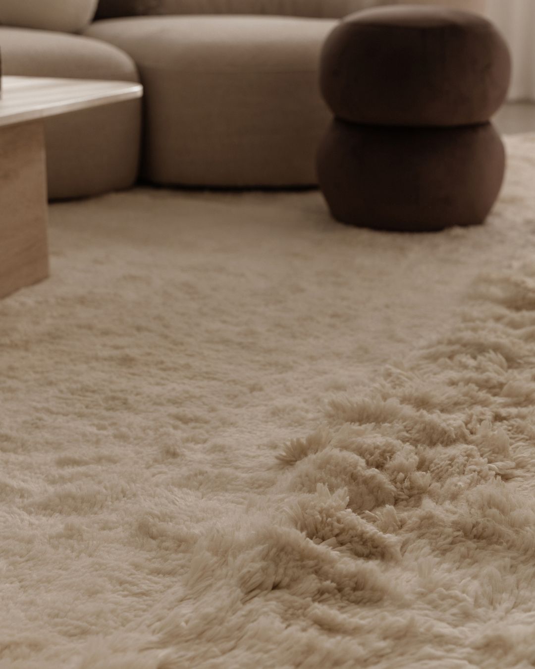 Yosefa Natural Cream Rectangular Shag Rug