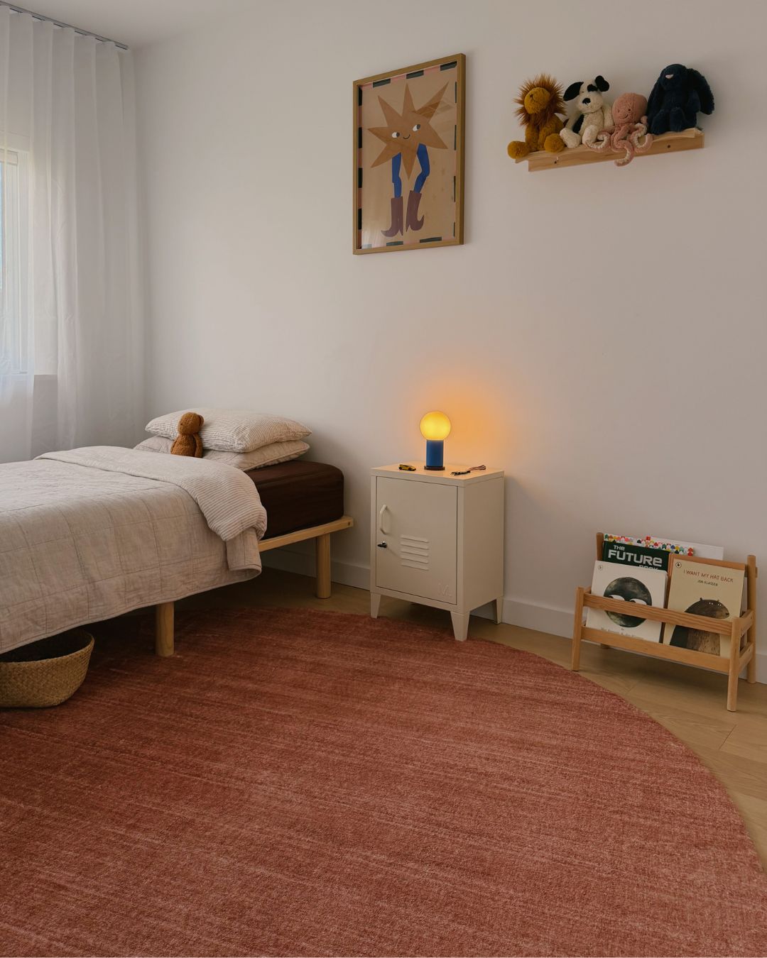 Yves Terracotta Sunset Minimal Washable Round Rug