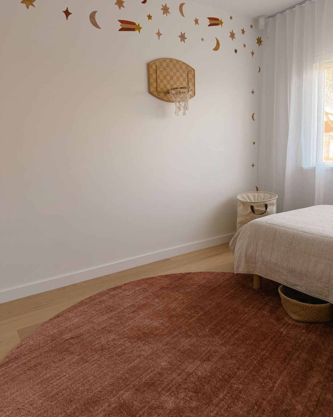Yves Terracotta Sunset Minimal Washable Round Rug