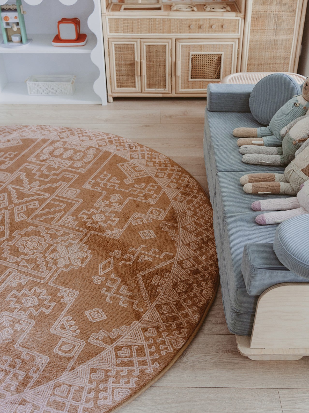 Zell Teracotta Brown Plush Rollie Pollie Round Playmat