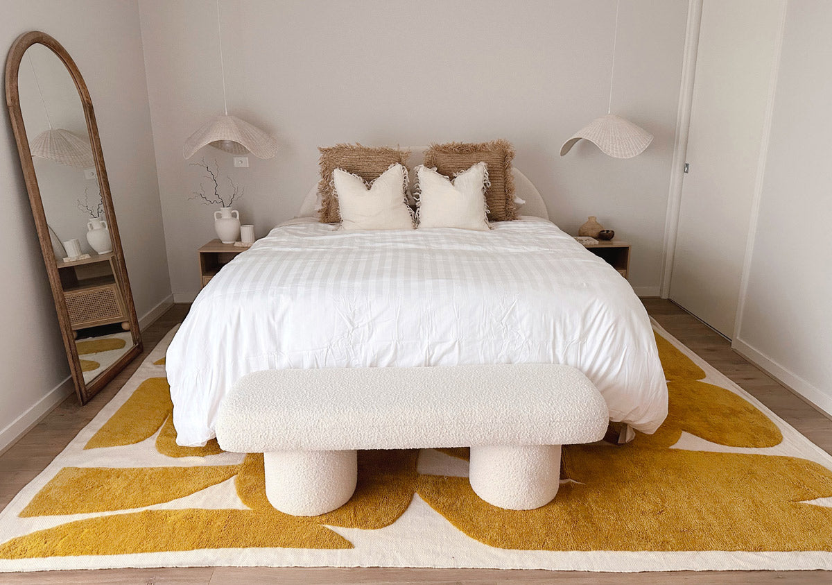 Zulema Mustard Abstract Washable Wool Rug